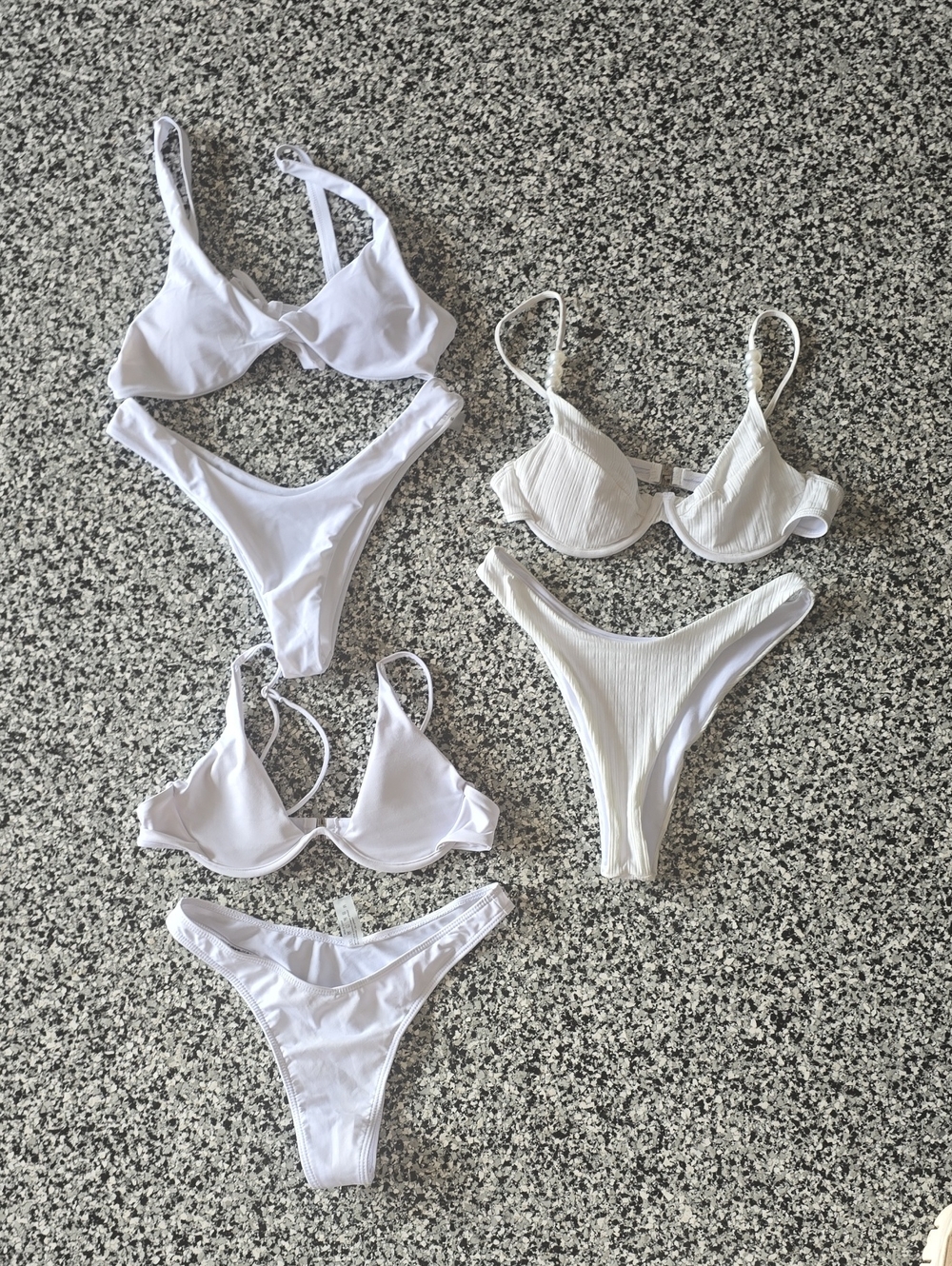 White Women's Ribbed Bikini Set - Classic Swim Top & Bottom